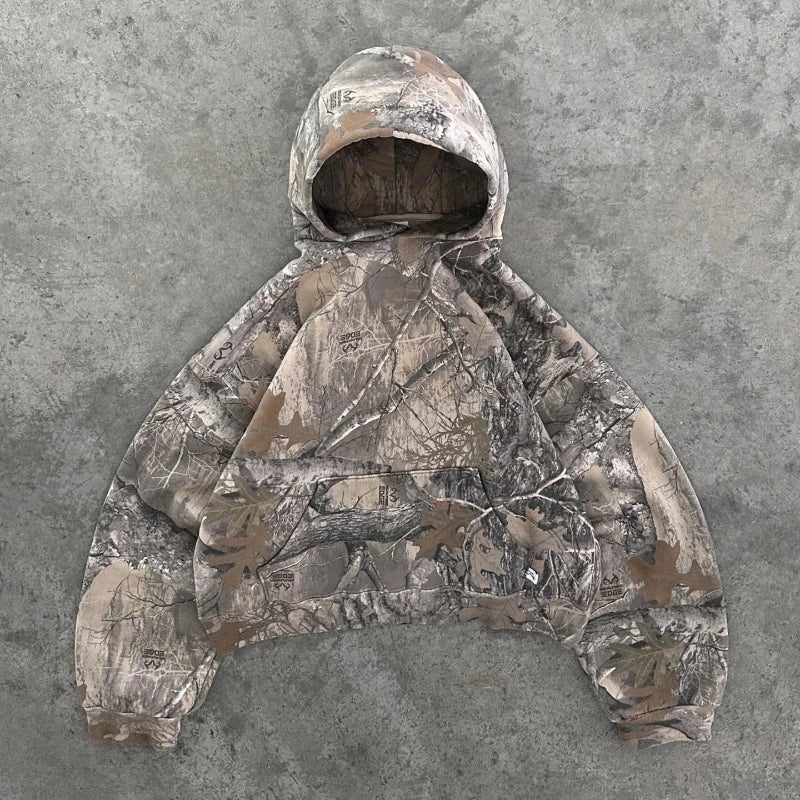 Threadline Y2K Camo Retro Zip Up Hoodie and Jeans
